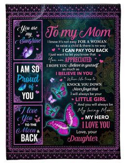 Mother's Day Blanket - Fleece Blanket To My Mom Print Designed Butterfly - Thegiftio UK