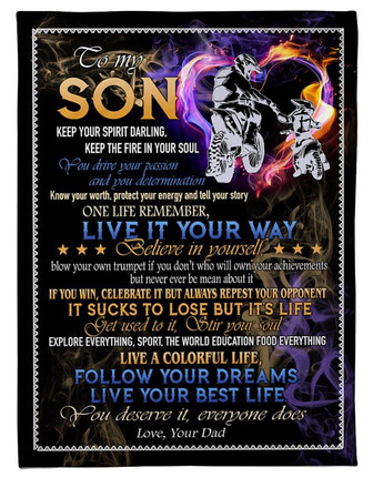 Motocross To My Son Live It Your Way Believe In Yourself Blanket Gift For Son From Dad Birthday Gift Home Decor - Thegiftio UK