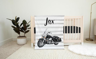 Motorcycle Baby Blanket, Motorcycle Personalized Baby Blanket, Biker Baby Blanket, Personalized Baby Blanket - Thegiftio UK