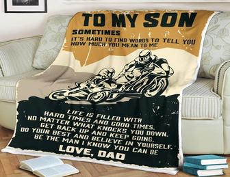 Motorcycle To my Son Life Is Filled With Hard Times And Good Times Blanket Gift for Son From Dad Birthday Gift - Thegiftio UK