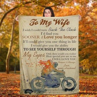 Motorcycle To My Wife I Wish I Could Turn Back The Clock Valentine Blanket Gift For Wife From Husband Birthday Gift - Thegiftio UK