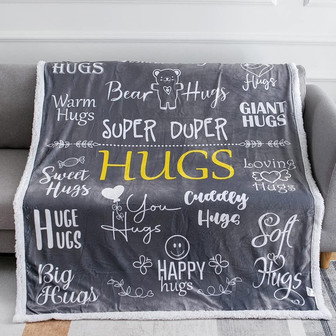 New Hugs Blanket - Get Well Soon Gifts for Women Men, Super Soft Blanket with Positive Energy Love Hope (Grey, Fleece) - Thegiftio