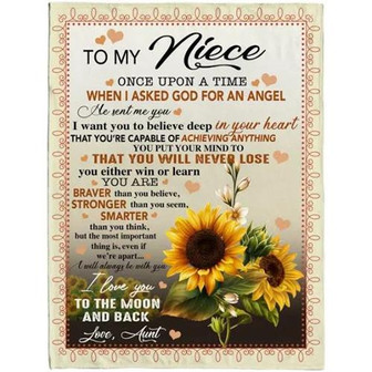 To My Niece Angel Braver Stronger Smarter I Love You Sunflower Gift From Aunt Blanket Gift For Christmas - Thegiftio UK