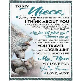 To My Niece Aunt Love You Forever Wolf White Blanket Christmas Gift Ideas Gift For Christmas, Home Decor - Thegiftio UK