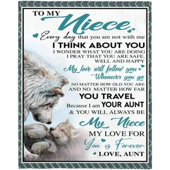 To My Niece Aunt Love You Forever Wolf White Blanket Christmas Gift Ideas Gift For Christmas, Home Decor - Thegiftio UK