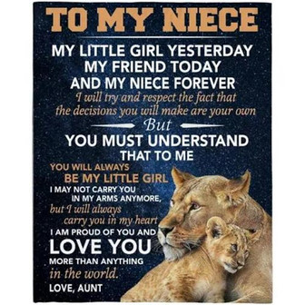 To My Niece Little Girl Friend Proud Of You Love Gift From Aunt Lion Blanket Christmas Gift Ideas - Thegiftio UK