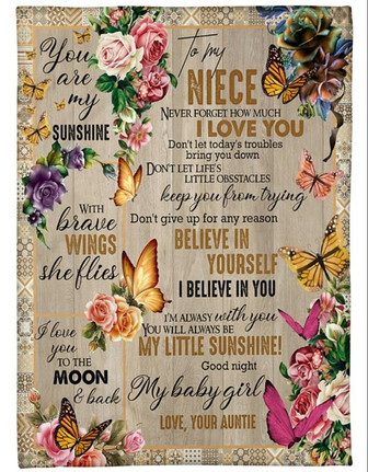 To My Niece - Butterfly Fleece Thanksgiving gift gift for niece Blanket Christmas blanket christmas gift christmas party gift - Thegiftio