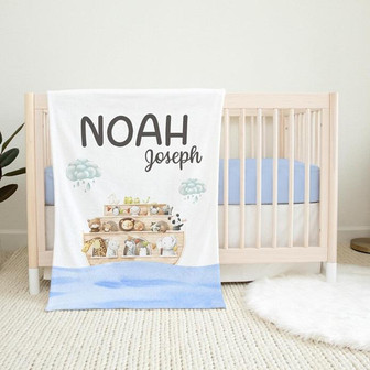 Noah's Ark Blanket, Noah Ark Nursery Blanket, Personalized Baby Blanket - Thegiftio UK