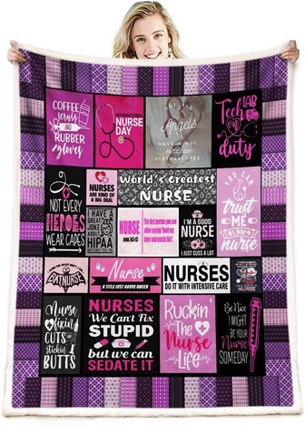 Nurses Throw Blanket for Women, School Nurse Gifts, Soft Fluffy Warm Throw Blankets for Bed, Office and Couch - Thegiftio UK