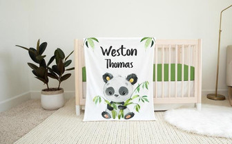 Panda Bear Blanket, Panda Bear Nursery Theme, Bamboo Forest Nursery Decor, Panda Blanket - Thegiftio