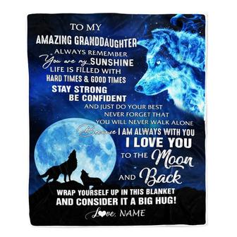 Personalized To My Amazing Granddaughter Blanket From Grandma Grandpa Wolf It A Big Hug Birthday Back To School Christmas Customized Fleece Throw Blanket - Thegiftio UK