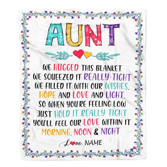 Personalized Aunt Blanket From Nephew Niece We Hugged This Blanket Aunt Birthday Mothers Day Christmas Customized Fleece Blanket - Thegiftio