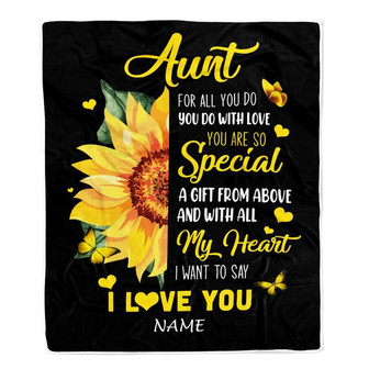 Personalized To My Aunt Blanket From Niece Nephew I Want To Say I Love You Sunfower Aunt Mothers Day Birthday Thanksgiving Christmas Customized Fleece Blanket - Thegiftio