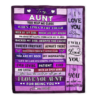 Personalized To My Aunt Blanket From Niece Nephew Wood You Help Me Close I Love You Aunt Mothers Day Thanksgiving Christmas Customized Fleece Throw Blanket - Thegiftio UK