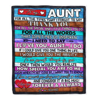 Personalized To My Aunt Blanket From Niece Nephew Wood Thank You I Love You Aunt Birthday Mothers Day Christmas Customized Bed Fleece Throw Blanket - Thegiftio