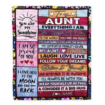 Personalized To My Aunt Blanket From Niece Nephew Wood Everything I Am You Helped Me To Be Aunt Birthday Mothers Day Christmas Fleece Blanket - Thegiftio UK