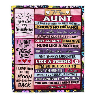 Personalized To My Aunt Blanket From Niece Wood The Love Between An Aunt And Niece Birthday Mothers Day Christmas Thanksgiving Customized Fleece Throw Blanket - Thegiftio