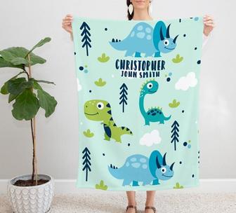 Personalized Baby Blanket, Dinosaur Baby Blanket, Custom Baby Blanket, Dinosaur Blanket Baby Boy - Thegiftio UK