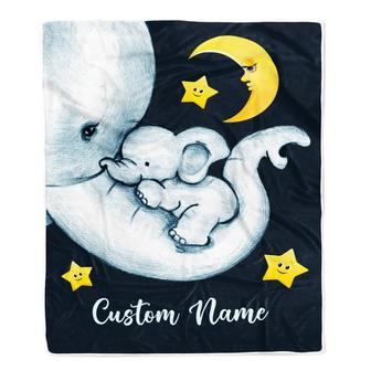 Personalized Baby Blanket for Baby Boy Girl Elephant Stars Custom Name Newborn Son Daughter Grandson Niece Nephew Birthday Customized Christmas Fleece Blanket - Thegiftio UK