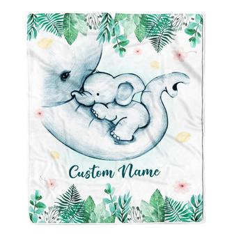 Personalized Baby Blanket With Custom Name Newborn Elephant Boy Girl Son Daughter Niece Granddaughter Birthday Christmas Customized Bed Fleece Throw Blanket - Thegiftio UK