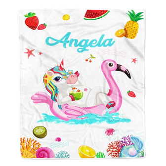 Personalized Baby Blanket Girl Unicorn Custom with Name Blanket Kid Daughter Granddaughter Niece Birthday Customized Christmas Fleece Blanket - Thegiftio