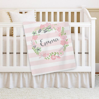 Personalized Baby Blanket, Pink Flower Girl Baby blanket, Baby Shower Gift - Thegiftio UK