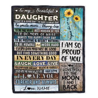 Personalized To My Beautiful Daughter Blanket from Mom Dad Today Is A Good Day To Have A Great Day Wood Birthday Christmas Customized Fleece Blanket - Thegiftio UK