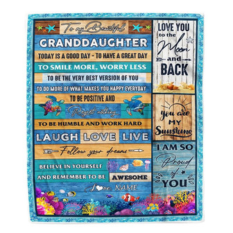 Personalized To My Beautiful Granddaughter Blanket from Grandma Sea Ocean Today Is A Good Day To Have A Great Day Birthday Christmas Customized Fleece Blanket - Thegiftio UK