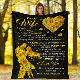 Personalized To My Beautiful Wife Sunflower Blanket From Husband To My Wife You Are A Sunflower Blanket - Thegiftio UK