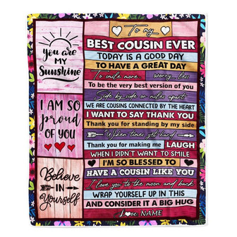 Personalized To My Best Cousin Ever Blanket for Women Wood Today Is A Good Day Cousin Birthday Graduation Christmas Customized Bed Fleece Throw Blanket - Thegiftio