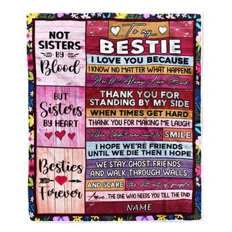 Personalized To My Bestie Blanket From Best Friend Not Sister by Blood but Sisters by Heart Friendship Birthday Christmas Customized Fleece Throw Blanket - Thegiftio UK