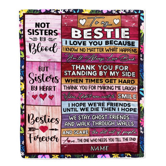 Personalized To My Bestie Blanket From Best Friend Not Sister by Blood but Sisters by Heart Friendship Birthday Christmas Customized Fleece Throw Blanket - Thegiftio