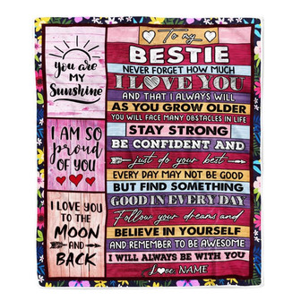 Personalized To My Bestie Blanket From Friend Friendship Proud Of You I Love You Wood Bestie Birthday Thanksgiving Christmas Customized Fleece Throw Blanket - Thegiftio