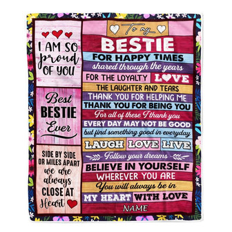 Personalized To My Bestie Blanket From Friend Sister Wood Believe In Your Self Thank You Bestie Birthday Christmas Customized Bed Fleece Throw Blanket - Thegiftio