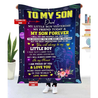 Personalized Blanket Gift For Son From Mom My Little Boy Yesterday My Friend Today - Thegiftio