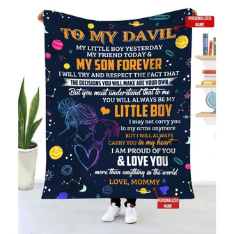 Personalized Blanket Gift For Son From Mom My Little Boy Yesterday My Friend Today - Thegiftio