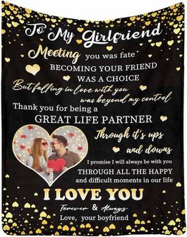 Personalized Blanket To My Girlfriend From Boyfriend for Valentine's Day, Falling in Love with You Was Beyond My Control Bed Throw Blanket - Thegiftio UK