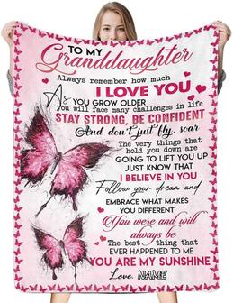 Personalized Blanket To My Granddaughter from Grandpa, Grandma, Always Remember How Much I Love You, Soft and Warm Throw Blanket - Thegiftio UK