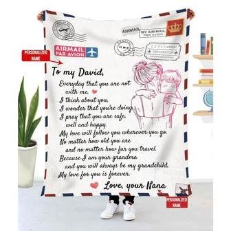 Personalized Blanket To GrandSon From Grandma Everyday I Think About You - Thegiftio UK
