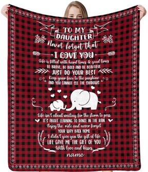 Personalized Blanket Love Letter to My Daughter from Mom & Dad, Life Gave Me The Gift of You with Love and Kisses Elephant Blanket - Thegiftio UK