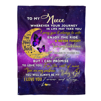 Personalized Blanket To My Niece Blanket From Aunt Auntie Uncle You To The Moon And Back Butterfly Niece - Thegiftio