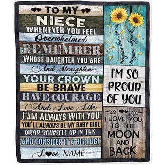 Personalized Blanket To My Niece Blanket from Aunt Auntie Uncle Wood Whenever You Feel Overwhelmed Remember Whose Niece - Thegiftio UK