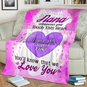 Personalized Blanket Whenever You Touch This Heart Gift For Nana To Happy Christmas, Birthday - Thegiftio UK