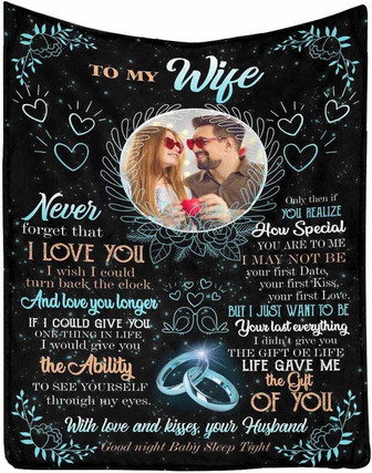 Personalized Blanket To My Wife Form Husband For Valentine's Day, Life Gave Me The Gift of You With Love And Kisses Bed Throw Blanket - Thegiftio UK