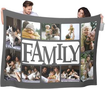 Personalized Blankets with Photo Text Custom Photo Blankets Customized Using My Own Photos, Picture Blanket Gifts for Family and Friends on Christmas Wedding Mothers Day, Father Day - Thegiftio UK