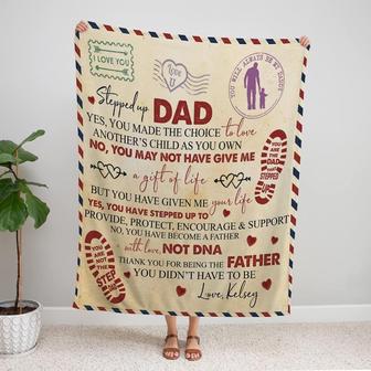 Personalized To My Bonus Dad Fleece Blanket for Stepdad from Son Daughter I Love You Blanket, Gift For Father's Day - Thegiftio UK