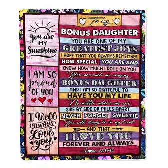 Personalized To My Bonus Daughter Blanket From Stepmother My Greatest Joys Stepdaughter Birthday Graduation Christmas Customized Bed Fleece Throw Blanket - Thegiftio UK