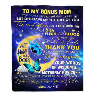 Personalized To My Bonus Mom Blanket from Daughter In Law Thank You For Loving Me Butterfly Stepmother Mothers Day Birthday Christmas Customized Fleece Blanket - Thegiftio UK