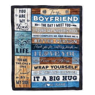 Personalized To My Boyfriend Blankets From Girlfriend You Are My Love It A Big Hug Boyfriend Birthday Valentine's Day Christmas Customized Fleece Blanket - Thegiftio UK