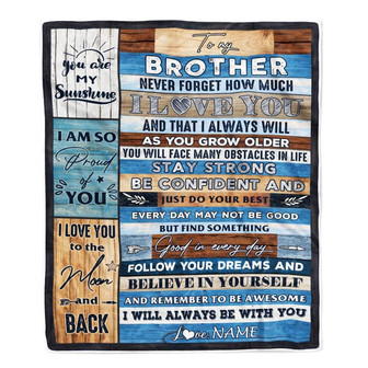 Personalized To My Brother Blanket From Sister Proud Of You I Love You Wood Brother Birthday Thanksgiving Christmas Customized Fleece Throw Blanket - Thegiftio UK
